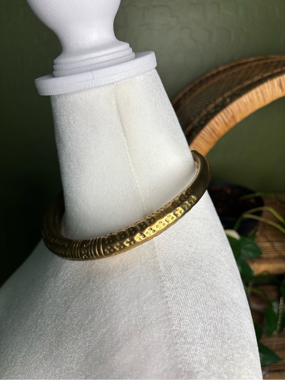 Antique Brass Torque Collar Necklace - Gold - Picture 2 of 3